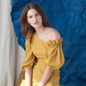 AUDRA Asymmetric Puff Sleeve Top